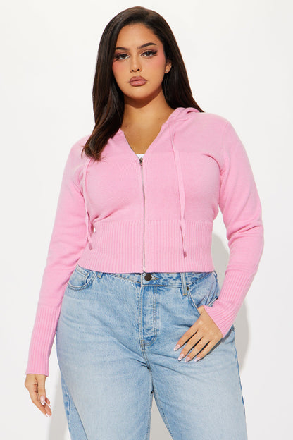 Lana Zip Up Sweater - Pink