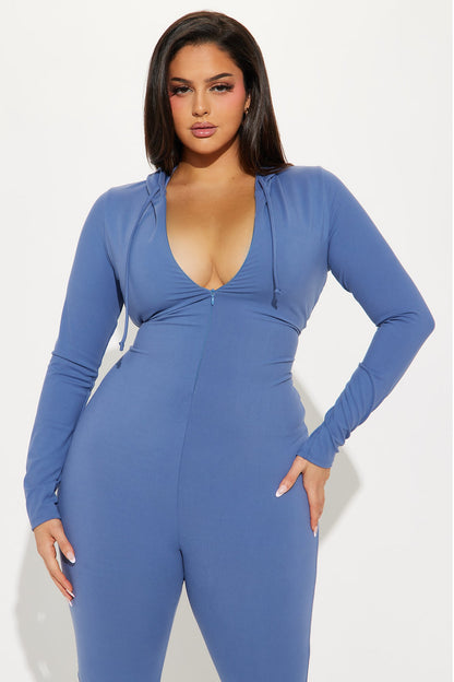 Luna Zip Up Jumpsuit - Blue