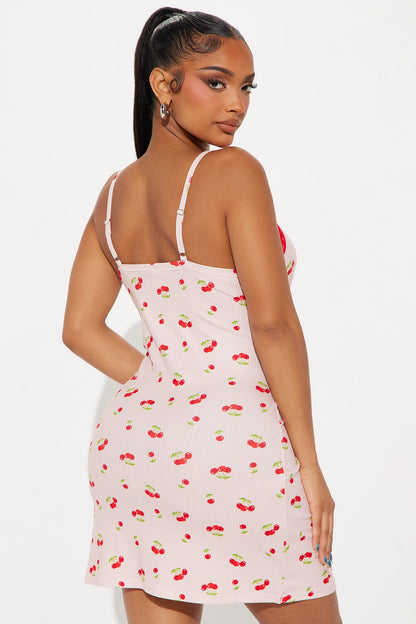 Sweet As Can Be Ribbed PJ Cami Sleep Dress - Pink/combo