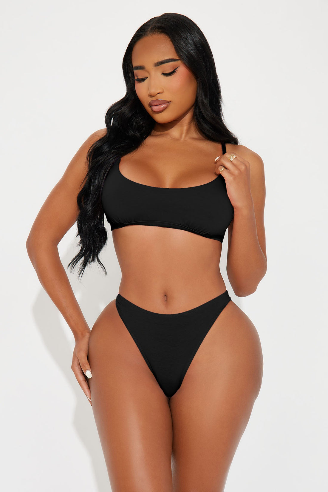 Nova Cotton High Leg Bikini Panty - Black
