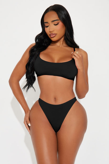 Nova Cotton High Leg Bikini Panty - Black