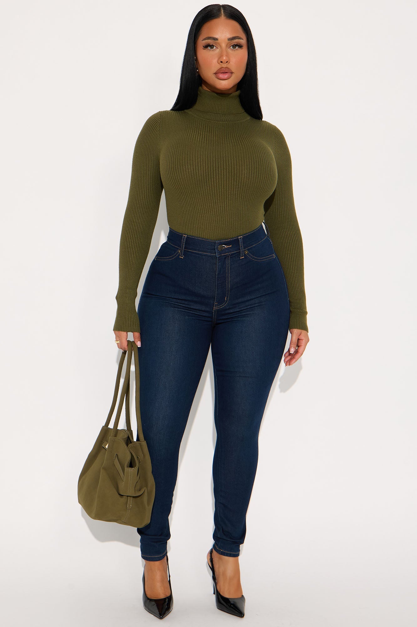 Tara Turtle Neck Sweater - Olive