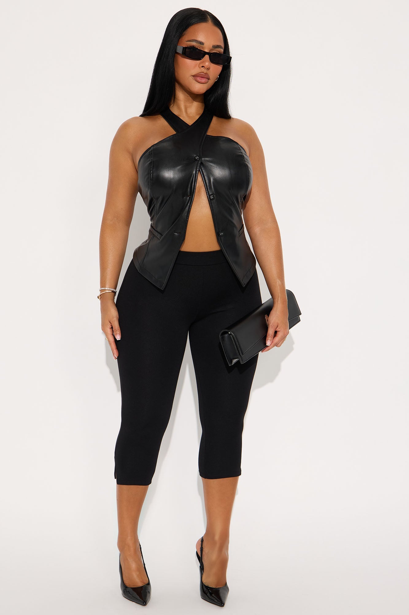 Classic Cutie Faux Leather Vest - Black
