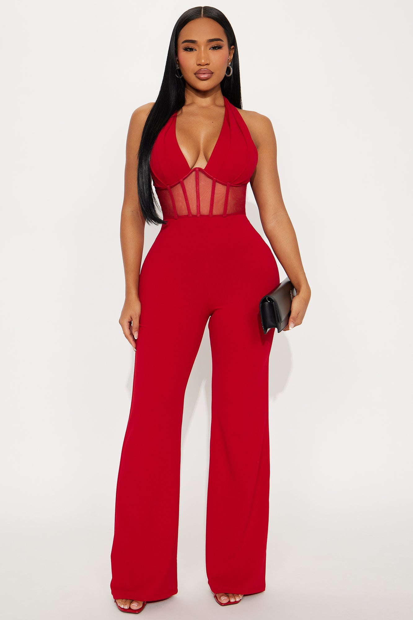 Dakota Halter Wide Leg Jumpsuit - Red