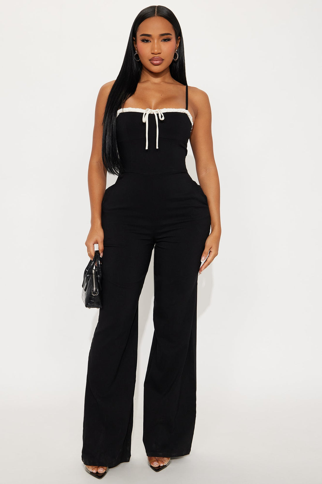 Sweet Smiles Twill Jumpsuit - Black