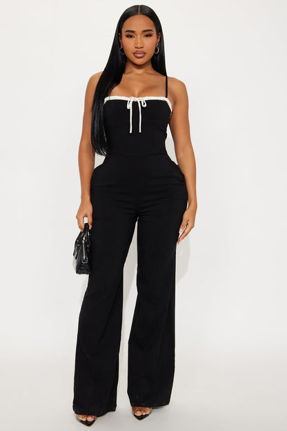 Sweet Smiles Twill Jumpsuit - Black