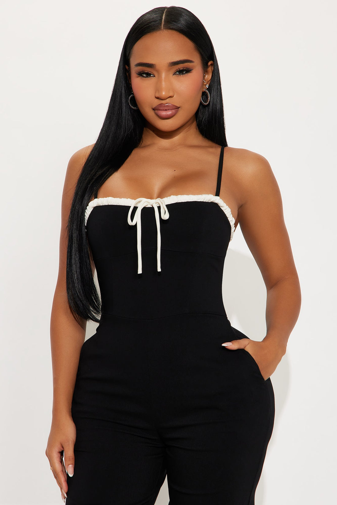 Sweet Smiles Twill Jumpsuit - Black