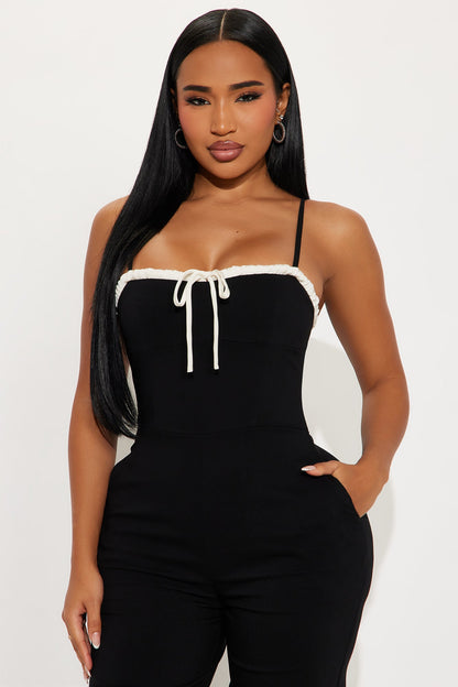 Sweet Smiles Twill Jumpsuit - Black
