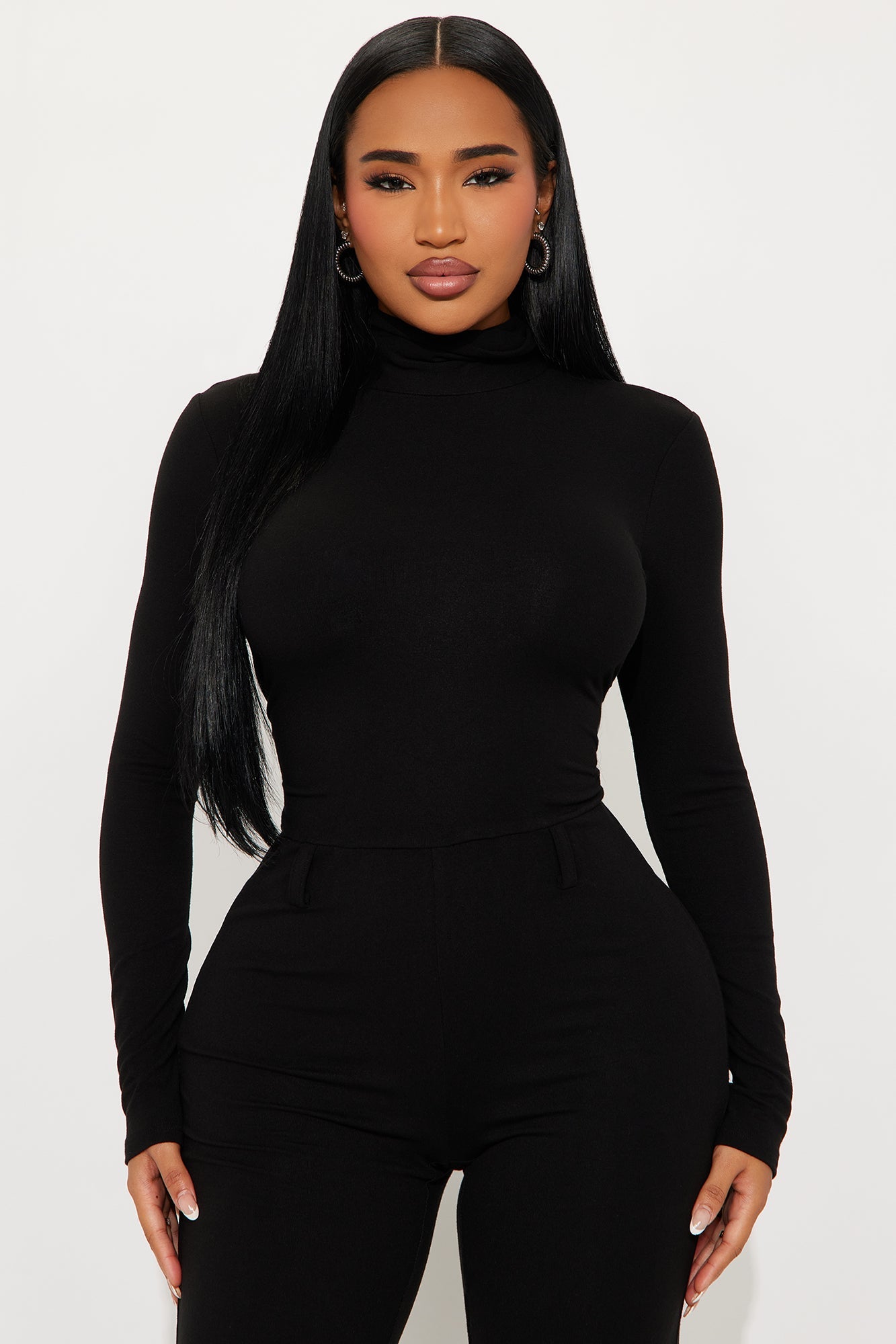 Leiah Long Sleeve Flare Jumpsuit - Black