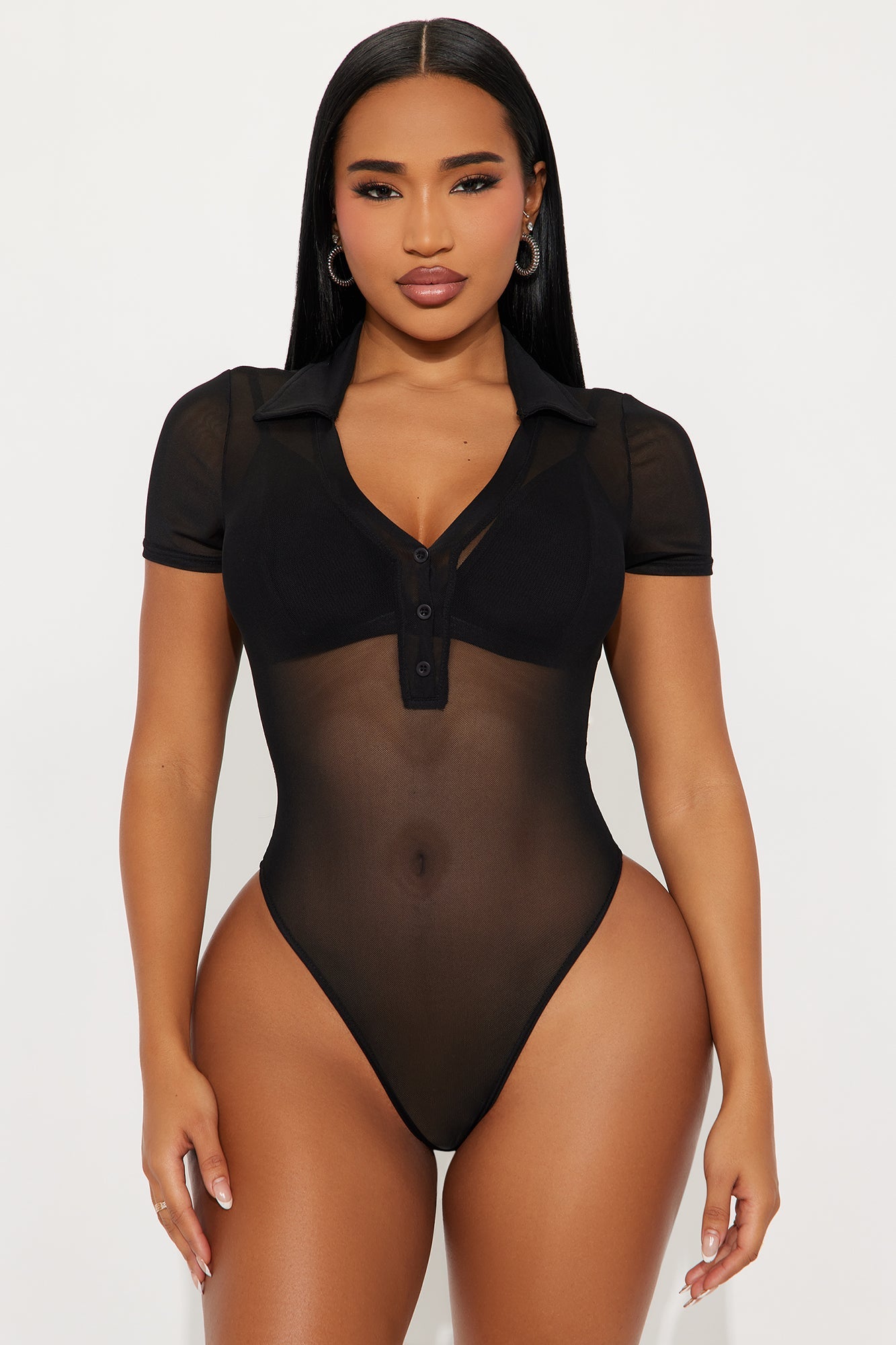 Ellery Polo Mesh Bodysuit - Black
