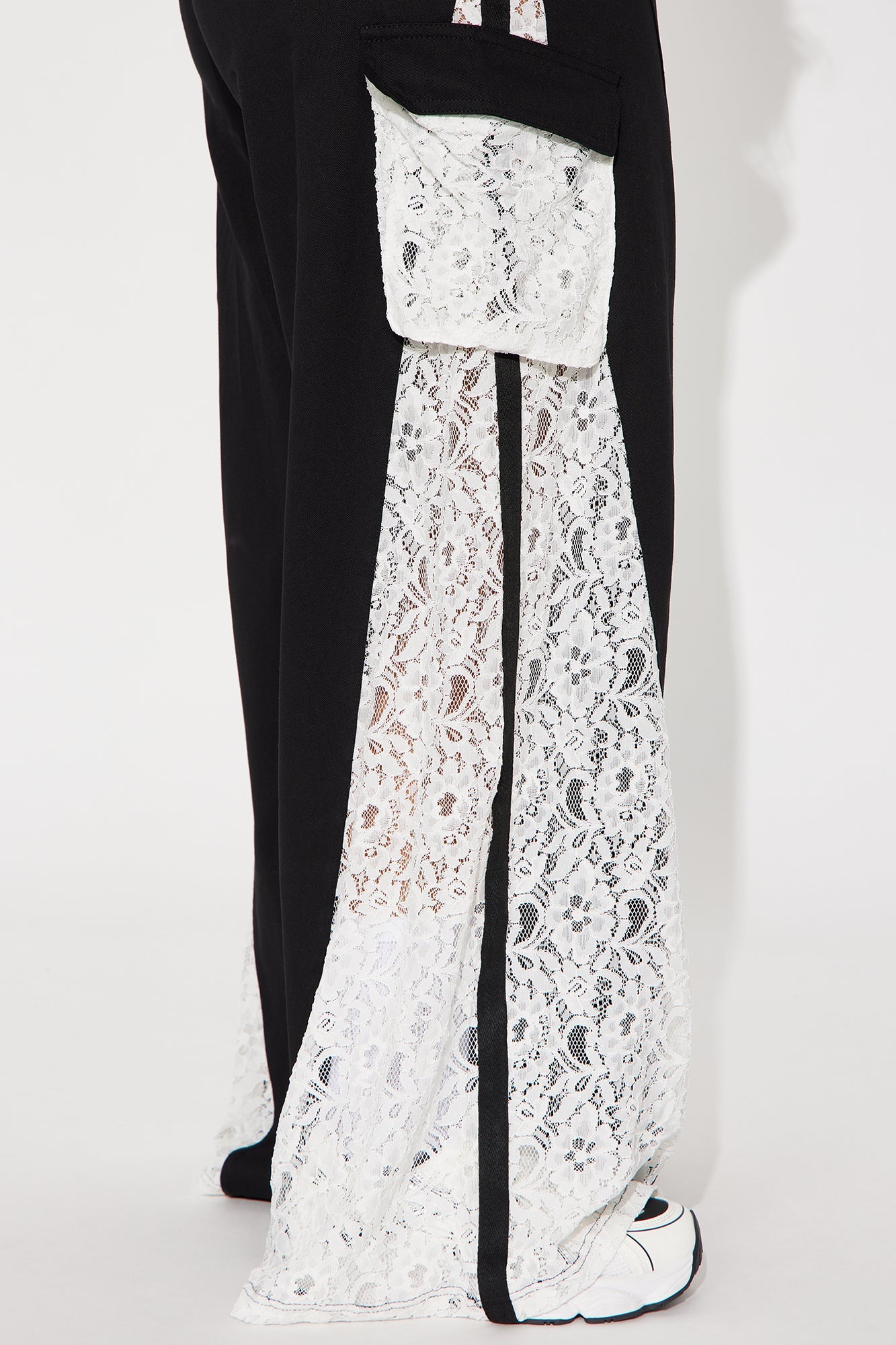 Willow Wide Leg Lace Track Pant 33″ - Black