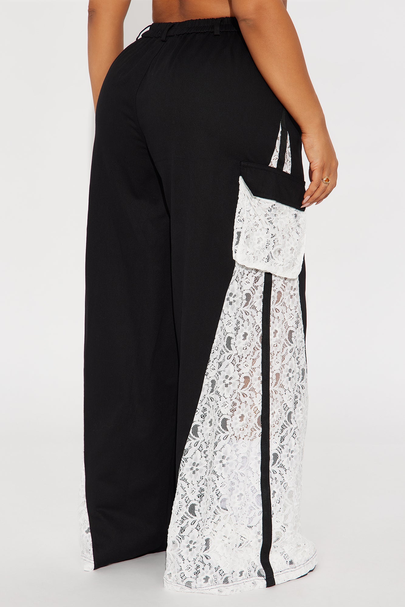 Willow Wide Leg Lace Track Pant 33″ - Black