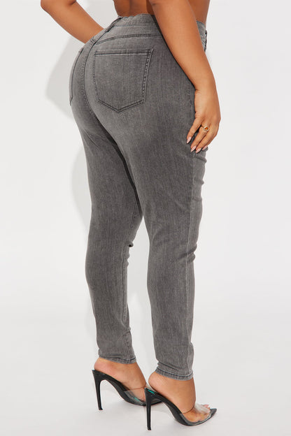 Deluxe Soft Stretch High Rise Skinny Jeans - Grey