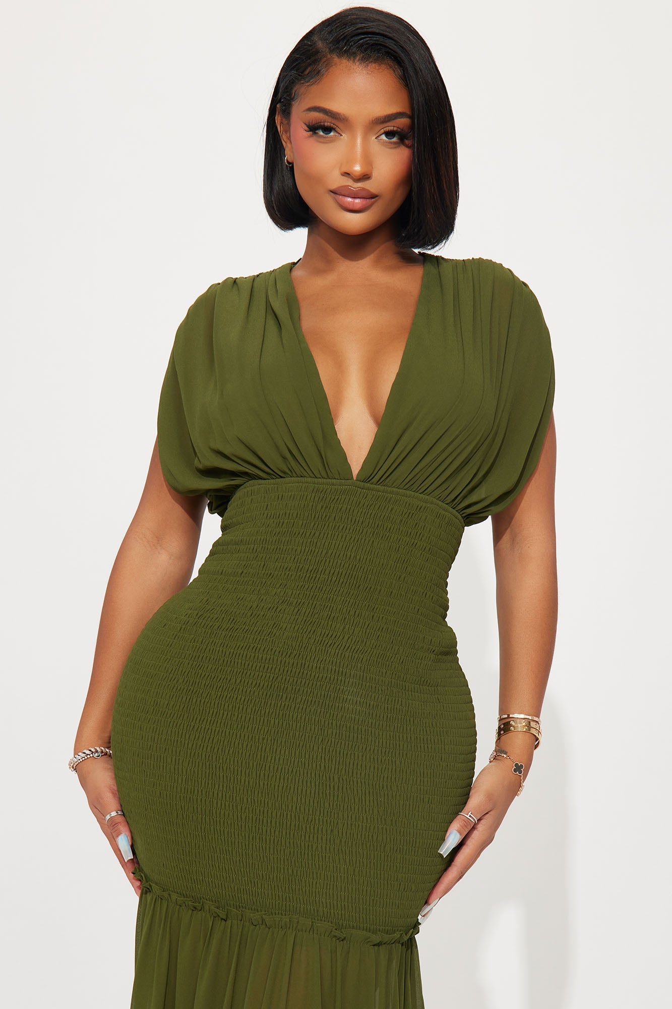 Sienna Chiffon Maxi Dress - Olive