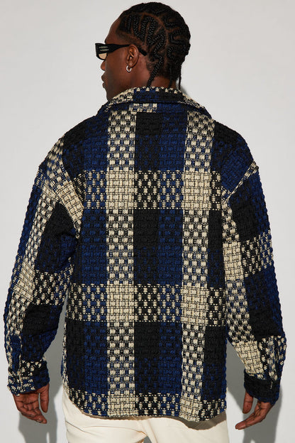 Beverly Tweed Shacket - Navy/combo