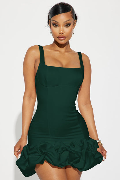 Sienna Satin Mini Dress - Hunter