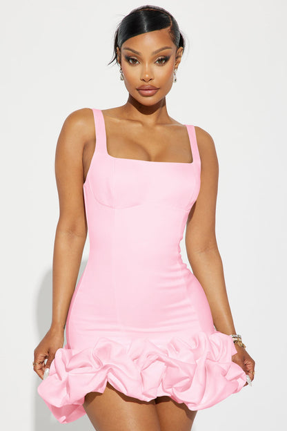 Sienna Satin Mini Dress - Light Pink