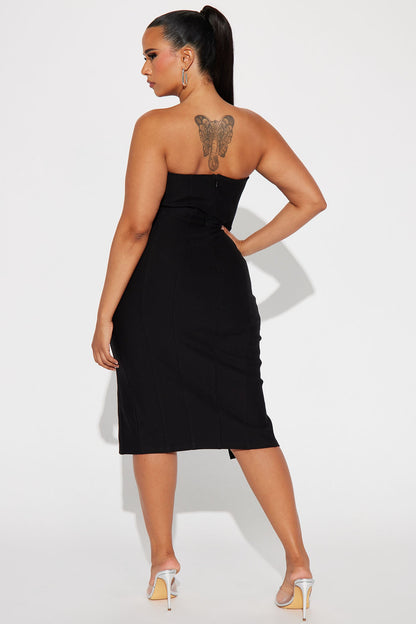 Mykonos Corset Midi Dress - Black