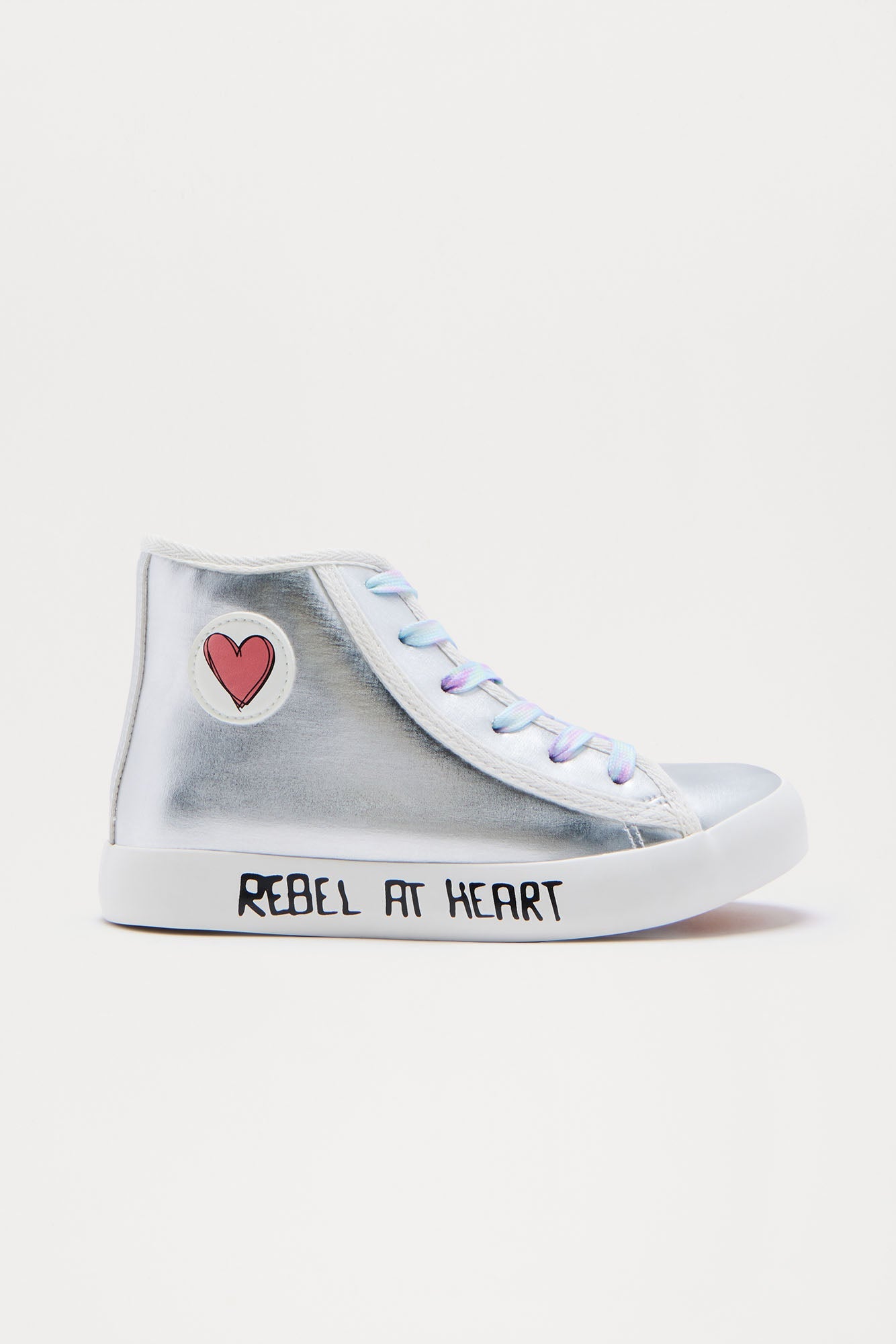 Mini Rebel At Heart High Top Metallic Sneaker - Silver