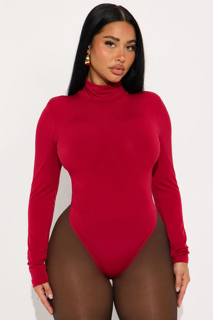 True Long Sleeve Turtle Neck Bodysuit - Red