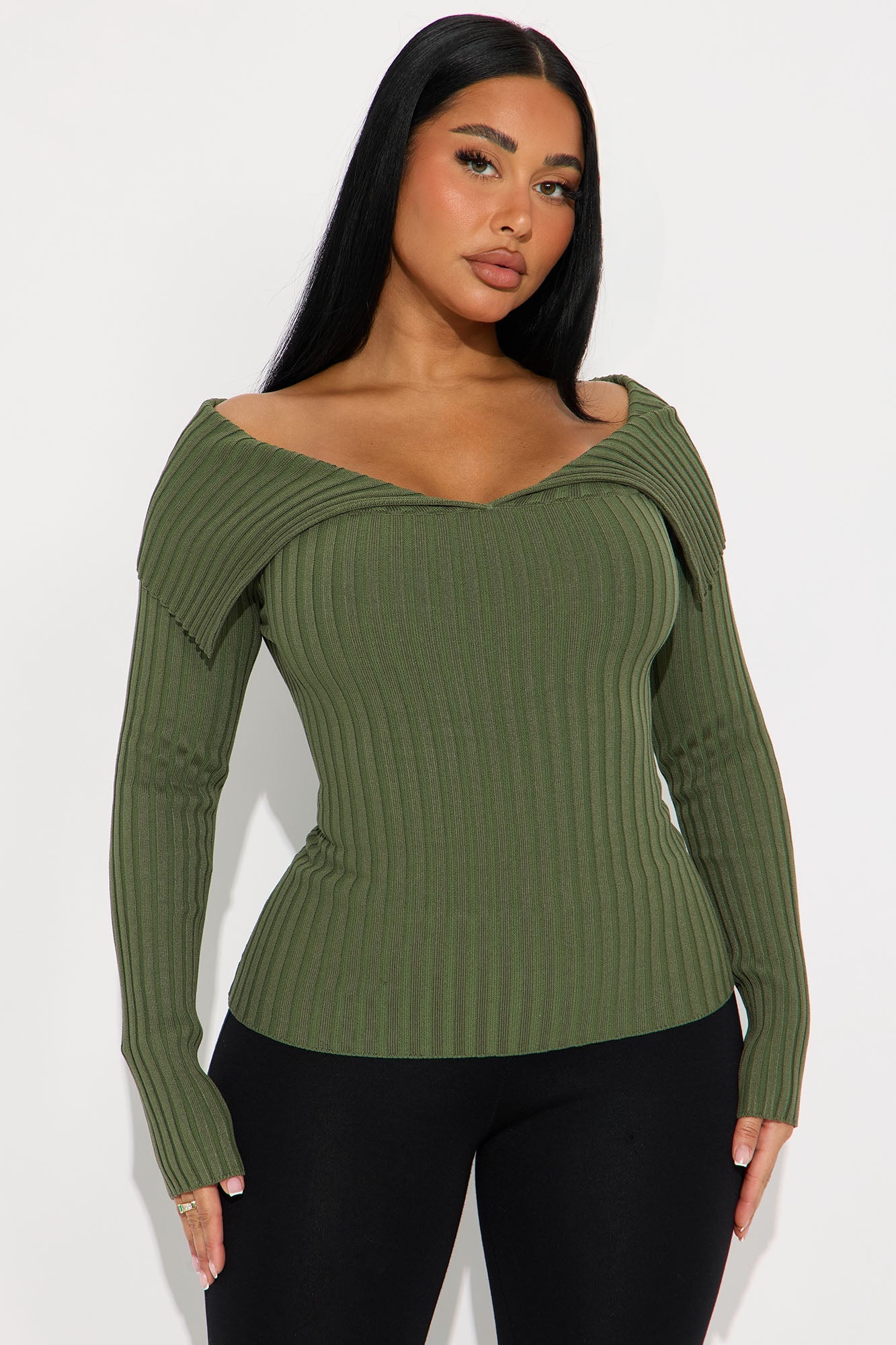Give Me Attention Washed Sweater Top - Olive