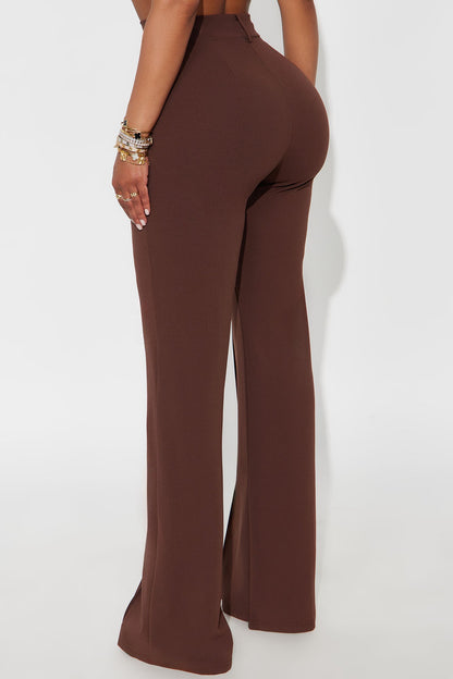 Heidi Wide Leg Trouser Pant - Chocolate