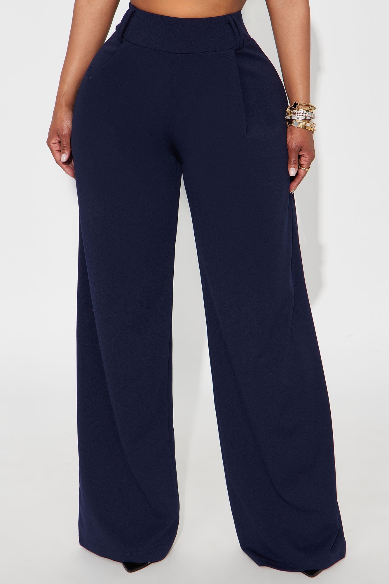 Late To The Meeting Wide Leg Trouser Pant - Navy