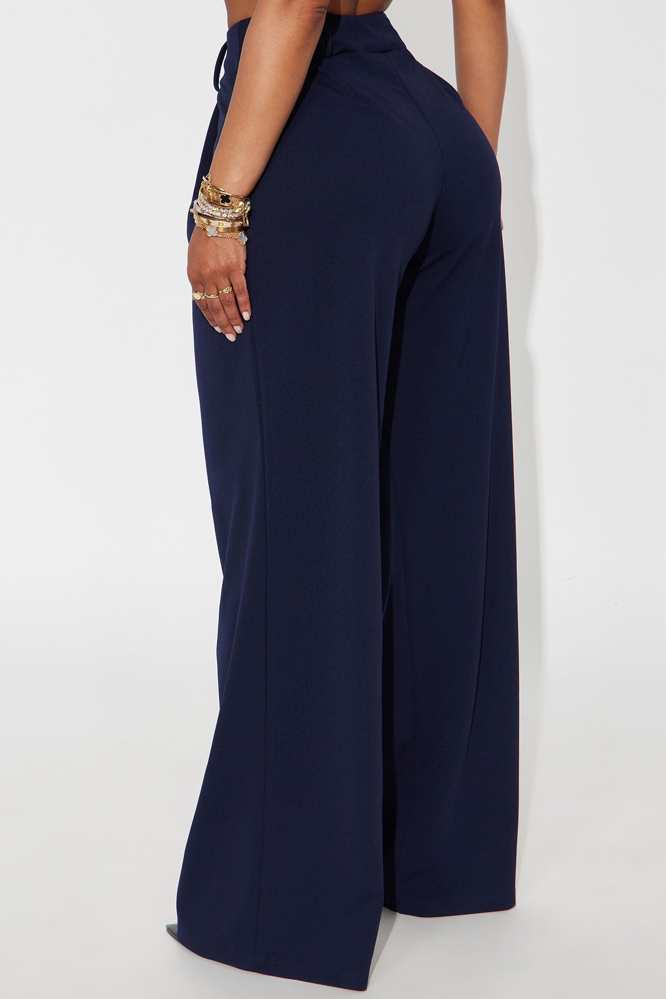 Late To The Meeting Wide Leg Trouser Pant - Navy