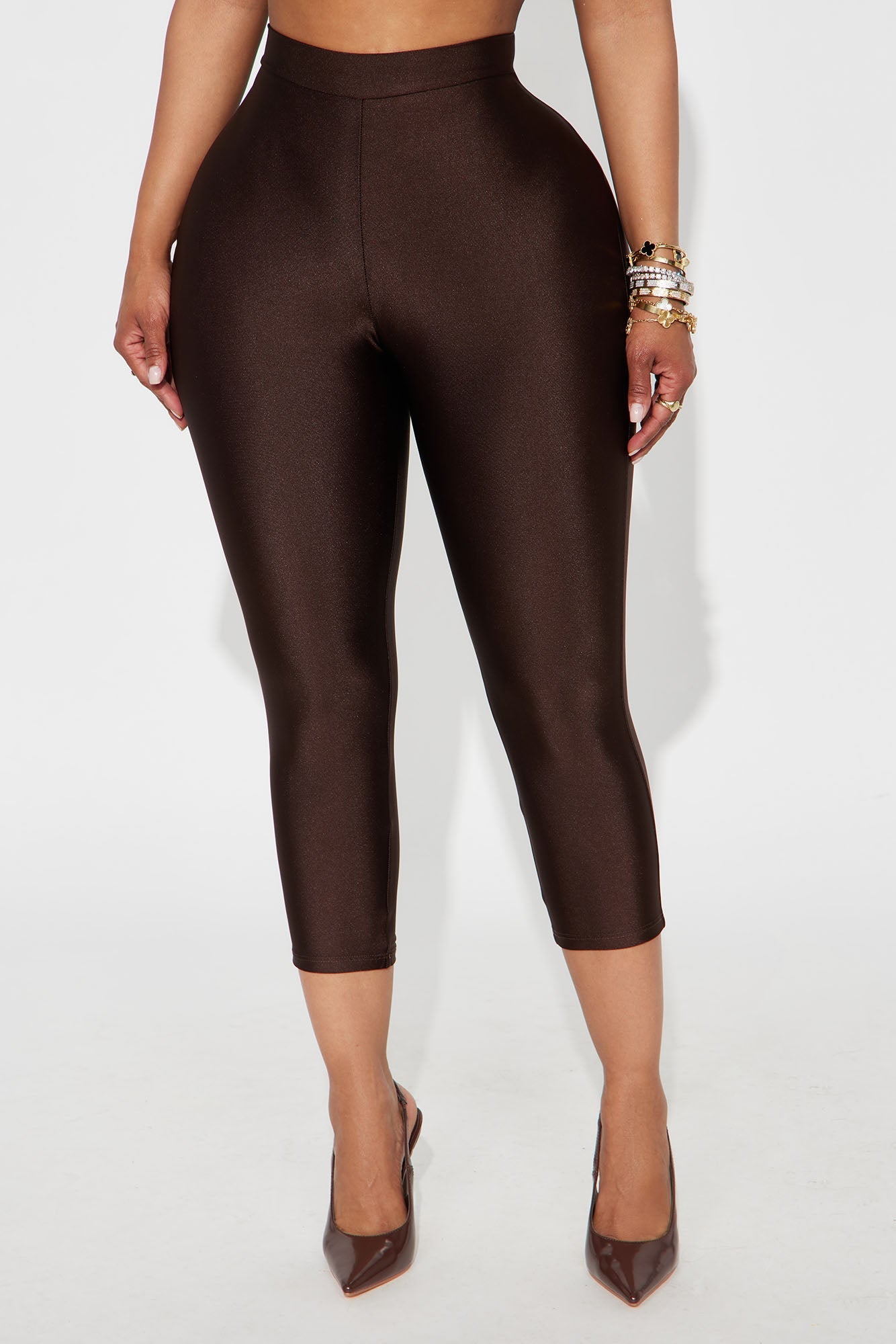 Nikole High Rise Tricot Capri Legging - Chocolate