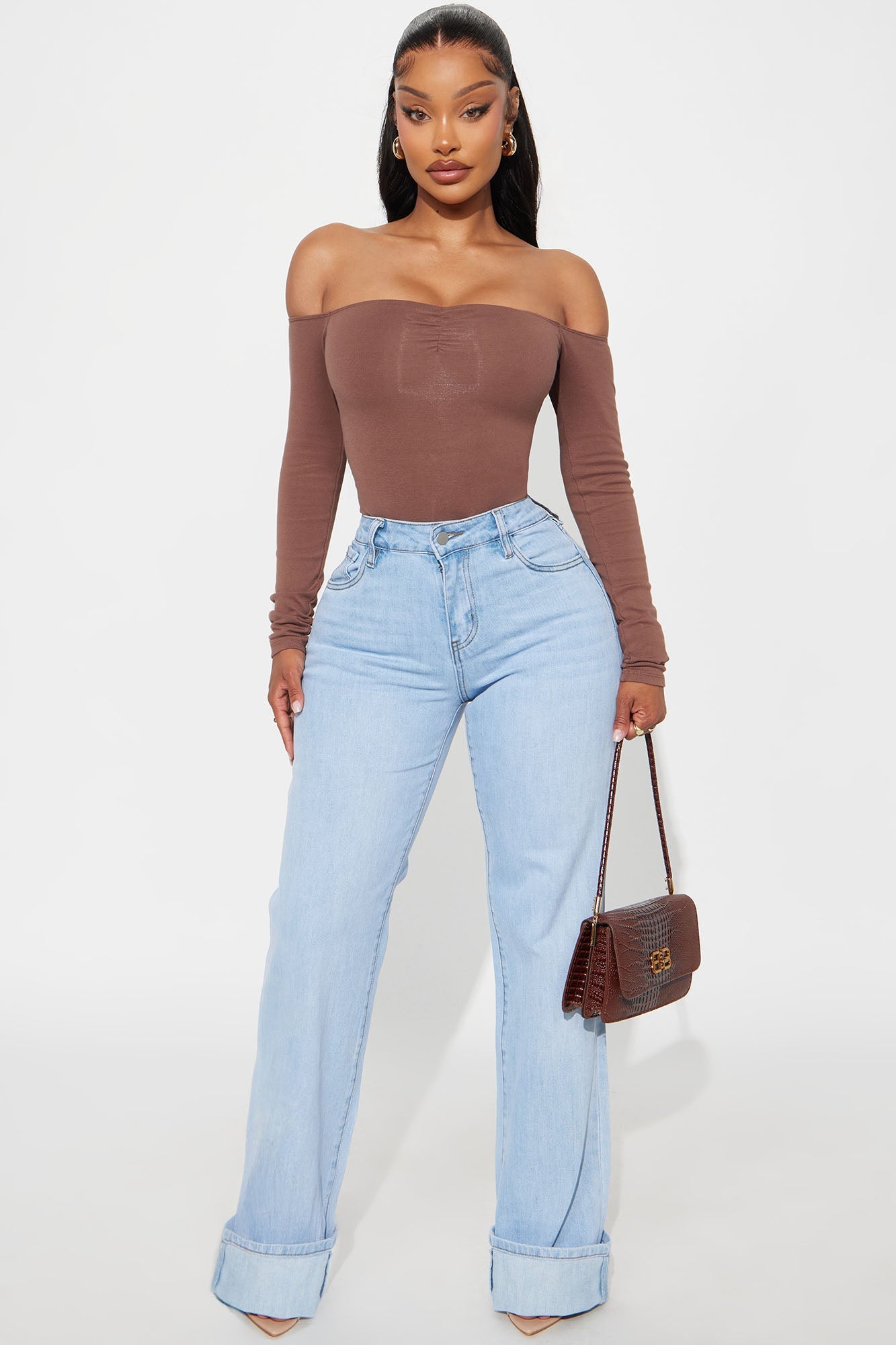 Kelly Off Shoulder Bodysuit - Mocha