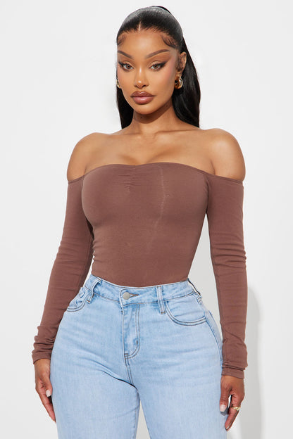 Kelly Off Shoulder Bodysuit - Mocha