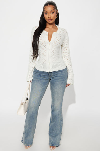 Not Interested Pointelle Cardigan - Off White