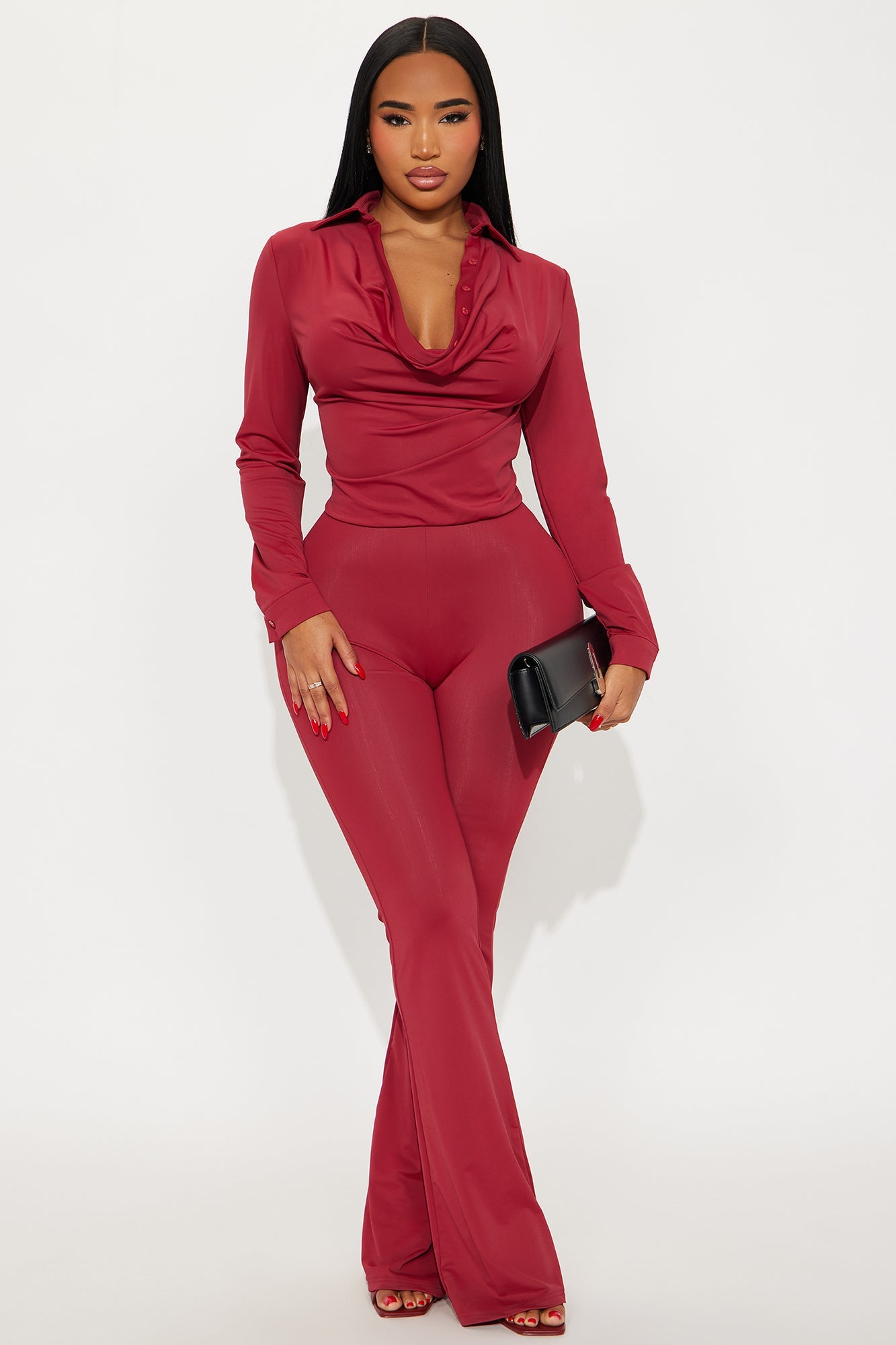 Claire Tricot Flare Jumpsuit - Red
