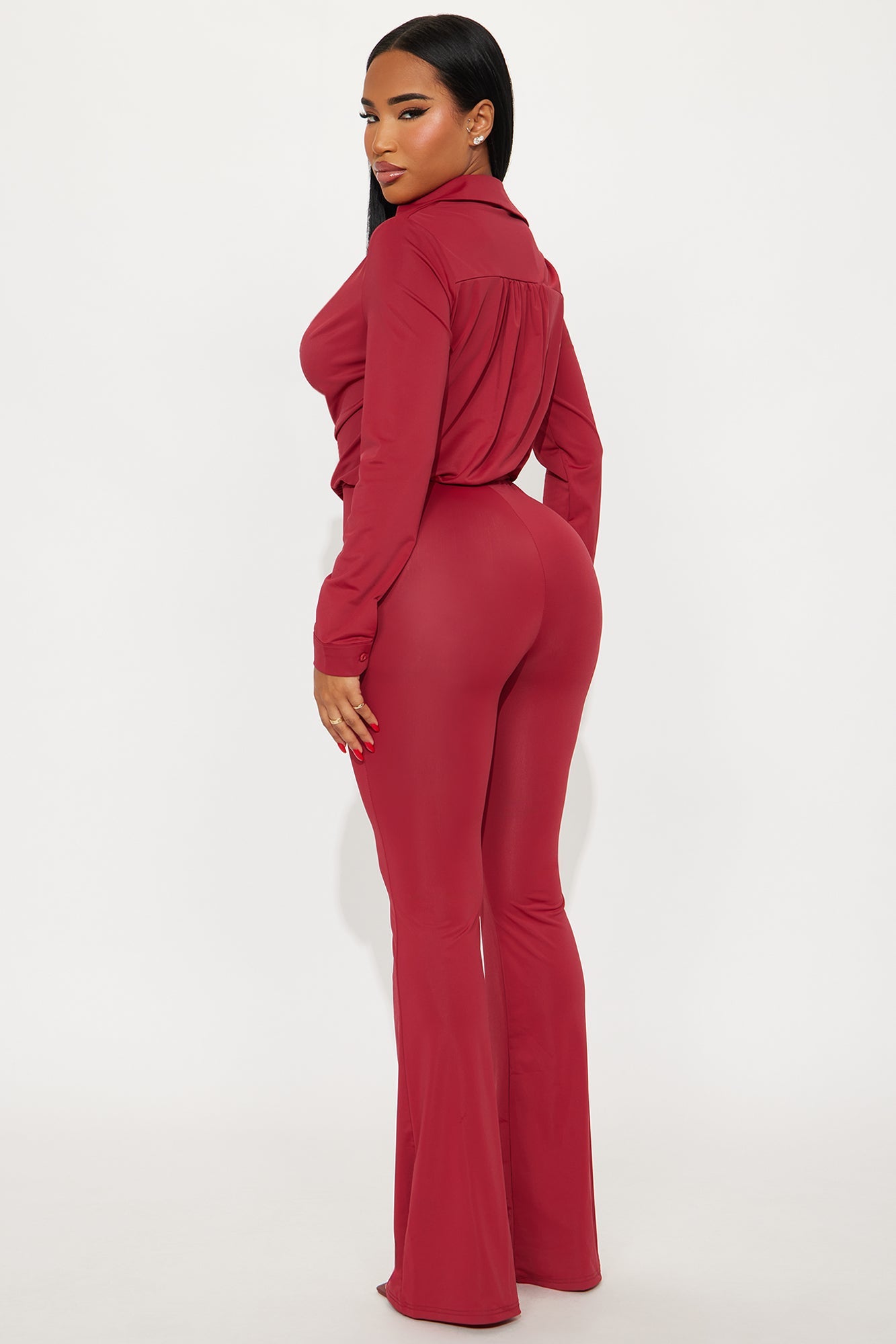 Claire Tricot Flare Jumpsuit - Red