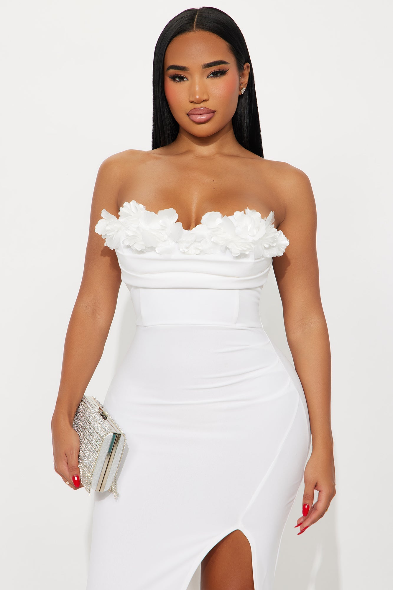 One Last Rose Strapless Gown - White