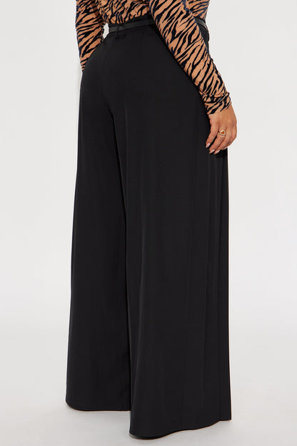 Kaline Belted Wide Leg Pant - Black