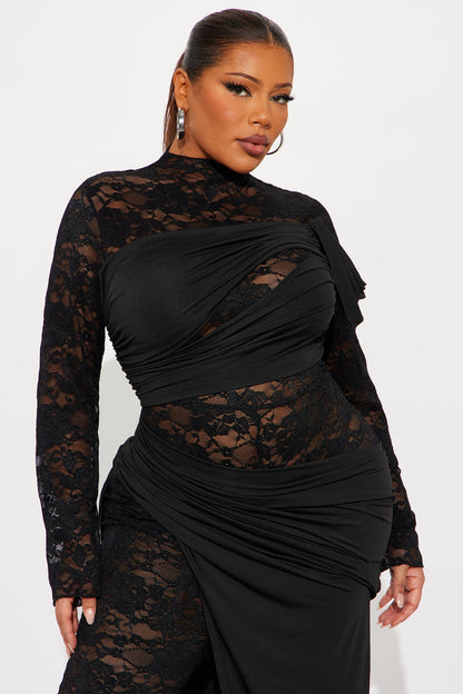 Claudette Lace Long Sleeve Jumpsuit - Black