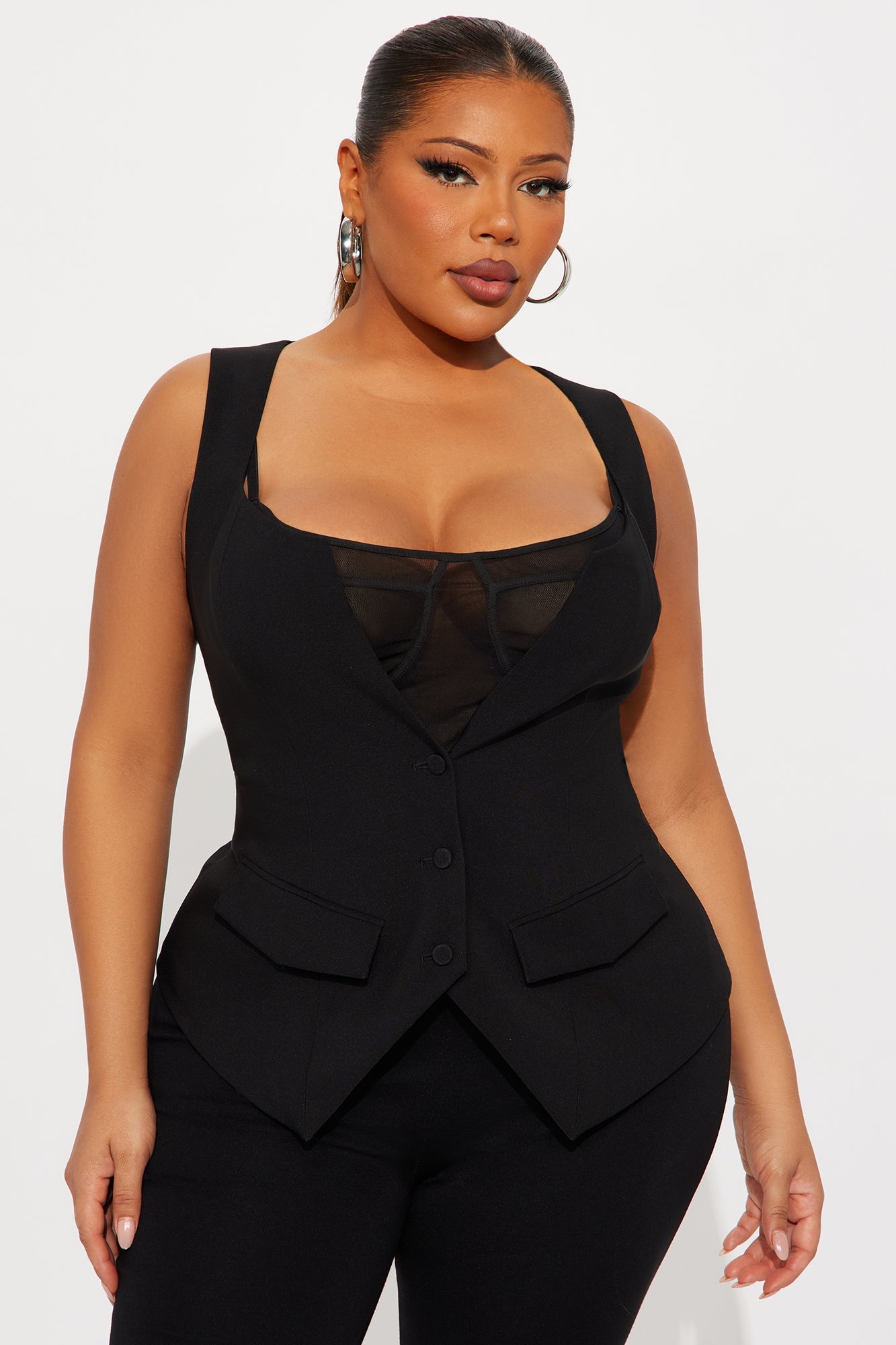 Bossed Up 2 Piece Vest Set - Black