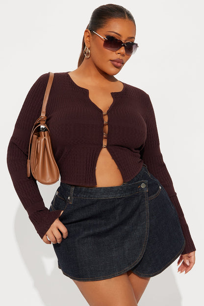 The Jaden Hardware Cardigan - Chocolate