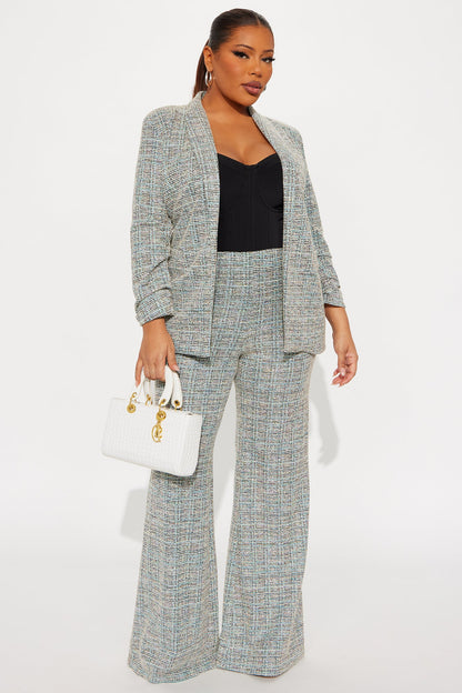 High Priority Knit Tweed Blazer Pant Set - Multi Color