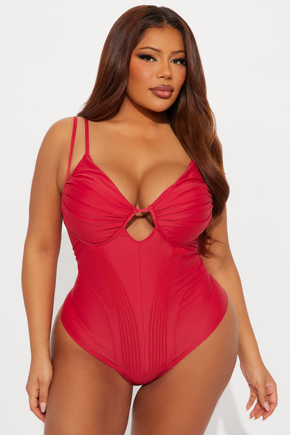 Signature Class Corset Bodysuit - Red