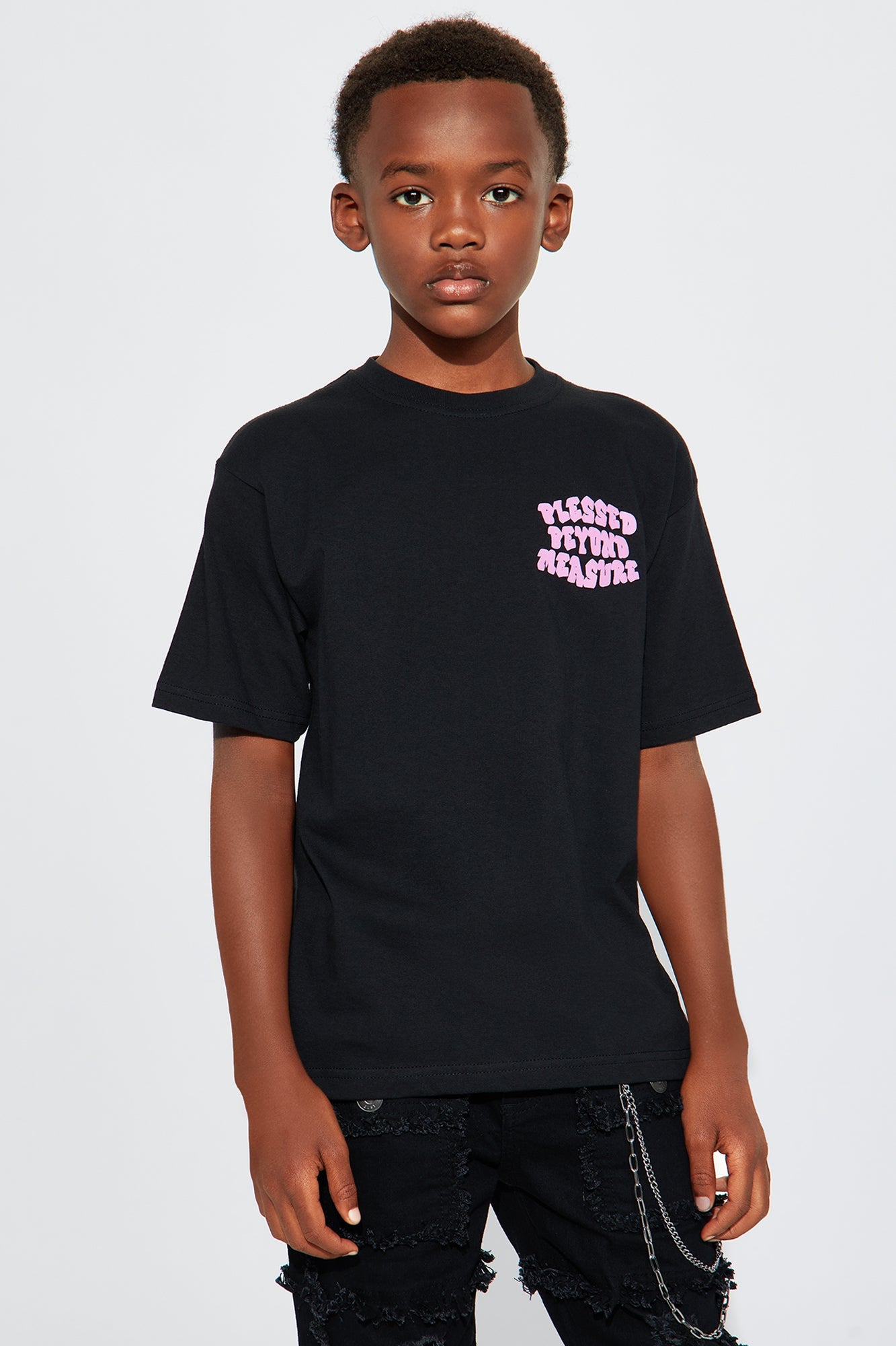 Mini Blessed Beyond Measure Front/Back Short Sleeve Tee - Black