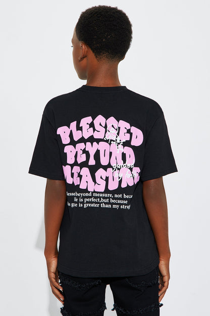 Mini Blessed Beyond Measure Front/Back Short Sleeve Tee - Black
