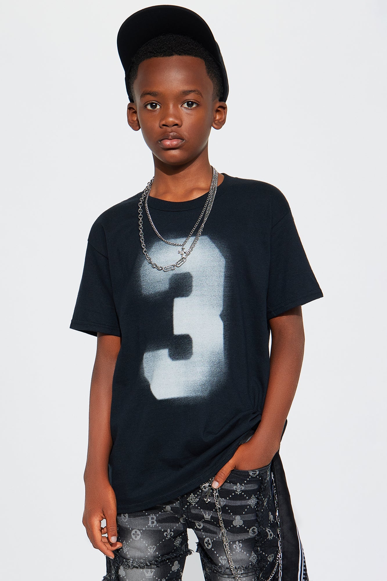 Mini Magic Number Oversized Short Sleeve Tee - Black