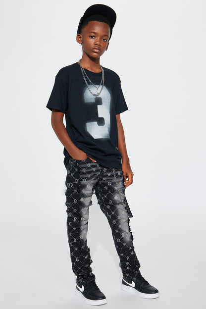 Mini Magic Number Oversized Short Sleeve Tee - Black