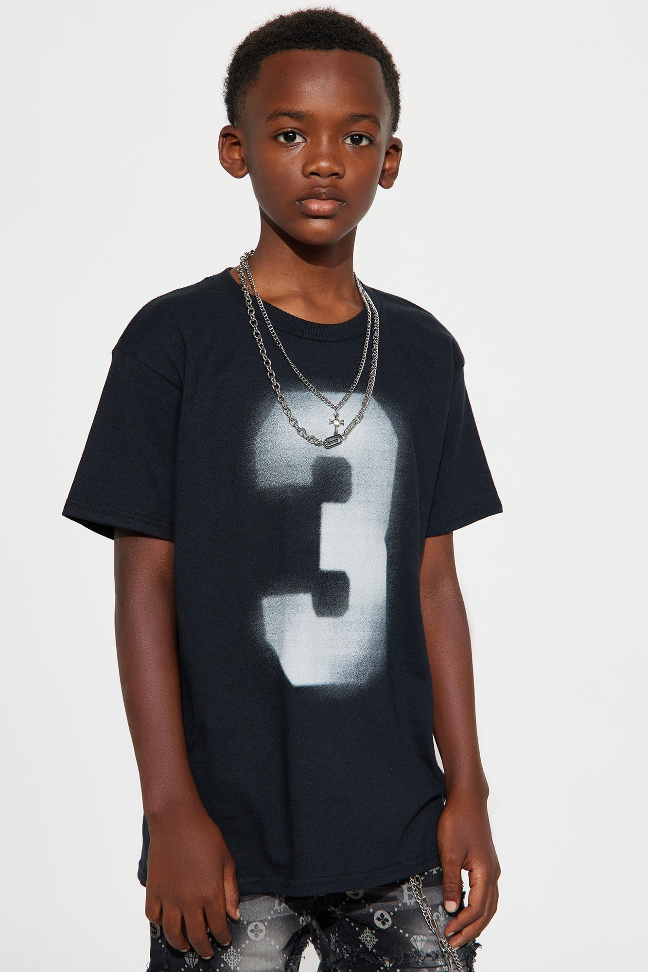 Mini Magic Number Oversized Short Sleeve Tee - Black