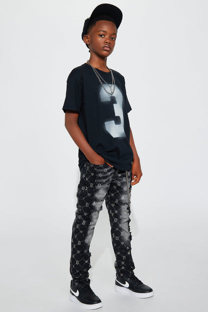 Mini Living In Luxury Printed Jeans - Black
