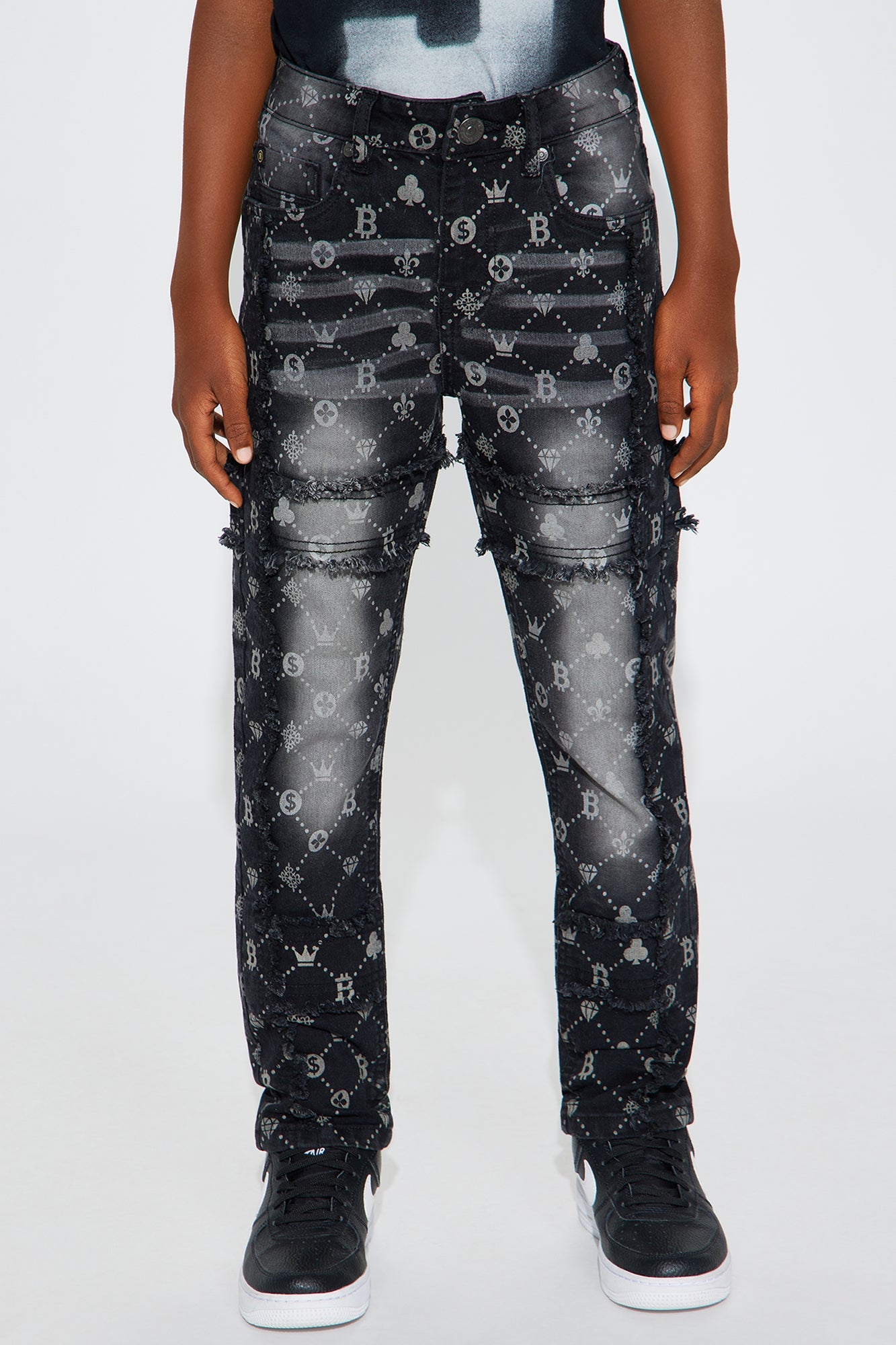 Mini Living In Luxury Printed Jeans - Black