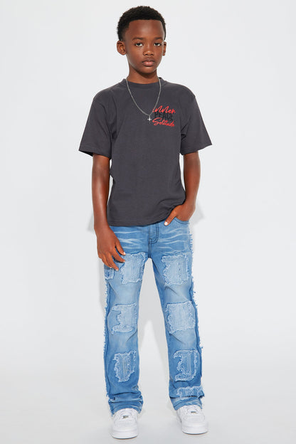 Mini Inner Peace Front/Back Short Sleeve Tee - Grey