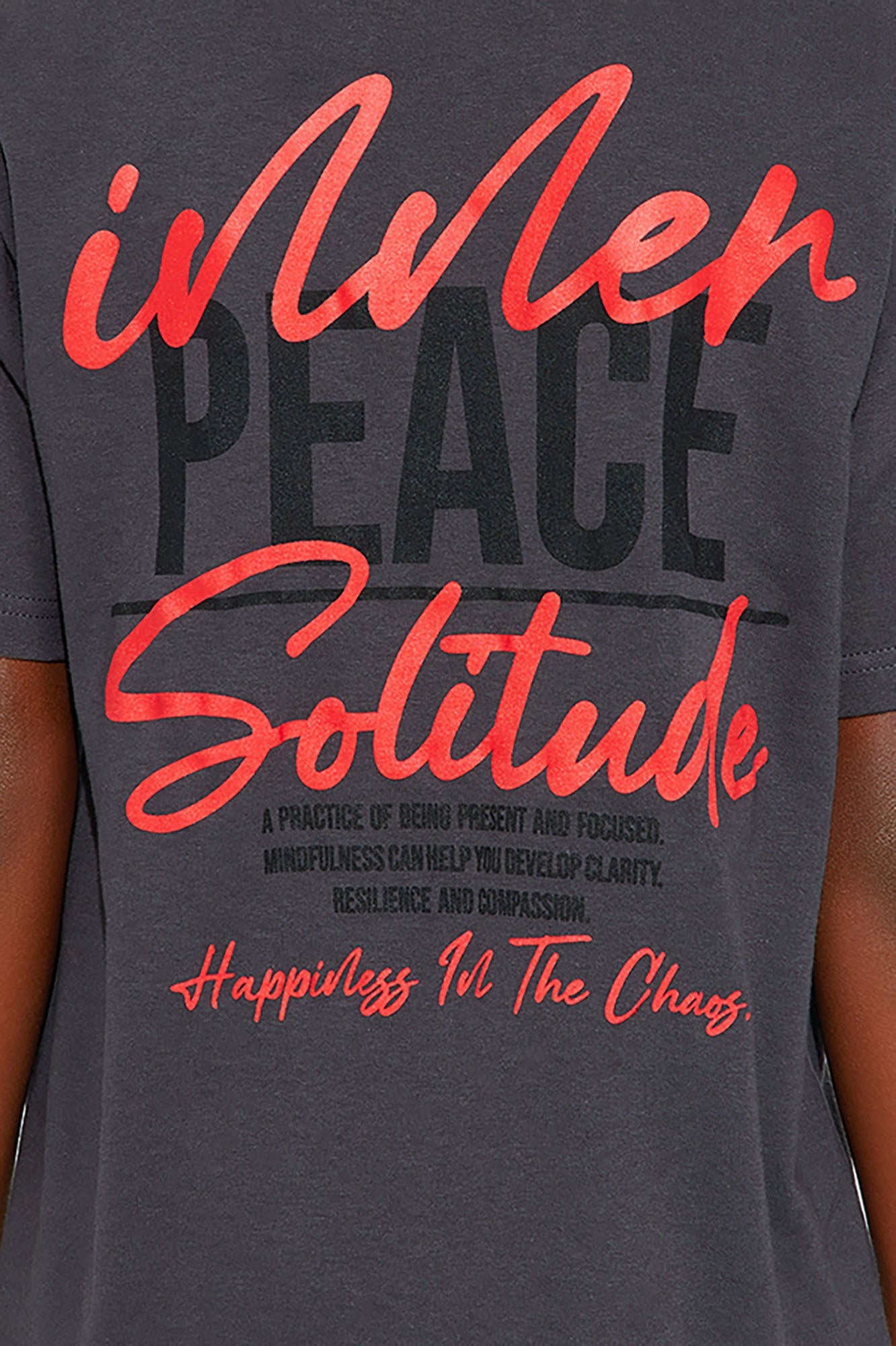 Mini Inner Peace Front/Back Short Sleeve Tee - Grey